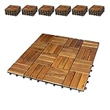 BigDean 66er Pack Holzfliesen für Balkon 30x30 cm - 6 Quadratmeter - aus Akazien-Holz - Bodenbelag Holzboden Klicksystem Balkonfliesen Klick
