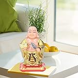 Atyhao Stehende Maitreya-Buddha-Solar-Ornamente, Schöne Good Luck Light Energy Sensing Buddha-Statue Im Chinesischen Stil, Dekoration für Wandregal, Tisch, Desktop, Auto-Dekoration