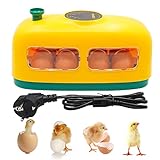 8 Eier Inkubator Hühner Brutmaschine für Geflügeleier, Kleiner Eierbrutschrank in Zugform mit Led-eilicht, Digitale Temperaturregelung Brutautomat Zum Brüten von Vögeln, Wachteln und Tauben (Gelb)