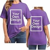 T-Shirts für Damen Individuelles Bild Tshirt mit Foto Bedrucken Longshirt Kurzarm Personalisiert Oberteile Wunschtext Tops Text Logo Oberteile Rundhals Sommershirts Selber Gestalten S