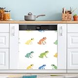Magnetische Türabdeckung mit niedlichem Frosch, wiederverwendbar, Kühlschrankfolie, magnetisch, Geschirrspüler-Frontplatte, Urlaubsdekoration, 58,4 x 66 cm, Weiß