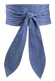 FEOYA Kunstleder/Denim Obi Gürtel für Frauen Elegante Schleife Breiter Gürtel Mode Wrap Around Taillengürtel Weich Knotted Cinch Gürtel für Kleid, für alle Jahreszeiten, M-L, 1/2 Pack, denim-blau, 42