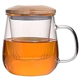 SH-JTL Glas-Teetasse mit Infuser-Zuhause einfach, Borosilikat-Glas-Becher, langlebige Hitzebeständigkeit geeignet für Tee, Getränke, Eiskaffee,017