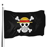 ONE PIECE Anime Flagge, ONE PIECE Flagge aus Polyester, Pirat, Banner, Cartoon, Wanddekoration für Piraten Party, Geburtstagsgeschenk, Piraten Tag, Halloween Dekoration 90x150 cm