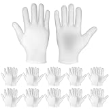 WLLHYF 10 Paar (20 Stück) weiße Baumwollhandschuhe, 100% Premium-Baumwolle, feuchtigkeitsspendende Handschuhe für trockene Hände und Ekzeme, Spa, Münzen, Schmuck, Silberinspektion