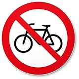 Komma Security Fahrräder durchgestrichen rotes Verbotsschild - Fahrrädder abstellen verboten - Räder verboten - Radfahrer