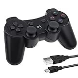 Lunriwis Wireless Controller für PS3, Wireless Controller Double Shock Gaming Controller 6-Achsen Bluetooth Gamepad Joystick mit kostenlosem Ladekabel für PS3 Controller