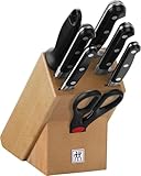 ZWILLING Professional S Messerblock, 8-teilig, Holzblock, Messer, Wetzstab, und Schere, Rostfreier Spezialstahl/Kunststoff-Griff mit Nieten, Schwarz [Made in Germany]