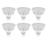 Uplight 5.5W Dimmbar MR16 LED Lampe Gu5.3 Strahle,Warmweiss 3000K,Ersetzt 50-60W,600LM RA85 DC12V,120°Abstrahlwinkel,6er Pack.