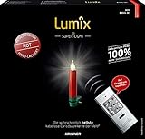 Krinner LUMIX Superlight Mini Metallic, kabellose, von Hand lackierte Power LED Christbaumkerzen, Basis-Set mit 12 Kerzen und IR-Fernbedienung, Rot, Art. 75546, 1.5 x 1.5 x 9 cm