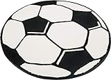 Hanse Home Kinderteppich Spielteppich Fußball Schwarz Creme rund, ø 100 cm