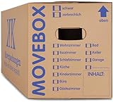 KK-Verpackungen Umzugskartons, 20 Stück, (Profi) STABIL + EXTRA GROSS + 45 KG TRAGLAST + 2-WELLIG - Umzug Karton Kisten Verpackung Bücher Schachtel