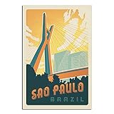 RQSY Vintage-Reise-Poster Brasilien Sao Paulo Leinwand-Kunstposter Bild Modern Büro Familie Schlafzimmer Dekorative Poster Geschenk Wanddekoration Gemälde Poster 20 x 30 cm