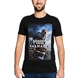 Elbenwald Assassins Creed Valhalla T-Shirt mit Eivor Motiv für Herren Damen Unisex Baumwolle schwarz - XXL