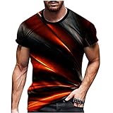 Herren-T-Shirt, kurzärmelig, Rundhalsausschnitt, modisch, 3D-Druck, Pullover, Tops, Übergröße, Bluse, Activewear, Workout-Shirts, Komfort-T-Shirt, Streetwear, Orange, M