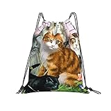 Cool Cats Rucksack mit Kordelzug, für Sport, Fitnessstudio, Wandern, Yoga, Schwimmen, Reisen, Strand, für Damen und Herren, weiß, One size