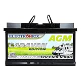 ELECTRONICX AGM Deep-Cycle-Batterie 12V 100Ah C100 Caravan Edition – Wartungsfrei, Auslaufsicher, Vibrationsbeständig für Camping, Boot, Notstromversorgung und Off-Grid-Sy