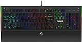SPEEDLINK Orios RGB Opt-Mechanical Gaming Keyboard - Gaming Tastatur mit deutschem Layout (Widerstandsfähige Metall-Oberfläche - Abnehmbare Handballenauflage - kabelgebunden), schwarz