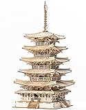 Rolife 3D Holzpuzzle Fünfstöckige Pagode Turm für Erwachsene Teenager DIY Modellbausatz Basteln Puzzle Geschenke und Dekoration, Five-storied Pagoda