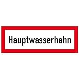 Betriebsausstattung24® Hinweisschild für den Brandschutz Hauptwasserhahn, selbstkl.,29,70x10,50cm
