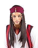 Braune Piraten-Perücke mit Stirnband für Herren, Dreadlock-Piraten-Perücke für Jack Kostüme, Outfit Cosplay (Farbe: Piraten-Perücke A)