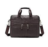 ZOUSHUAIDEDIAN Business Bag, Echtes Leder Aktentasche Tote Business Vintage Handtasche 14'Laptop Umhängetasche, Multifunktionale Aktentasche, Schwarz (Color : Brown)
