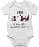 Shirtracer Statement Sprüche Baby - Hilfe Holt Oma - 1/3 Monate - Weiß - Babykleidung mädchen 0-6 Monate - BZ10 - Baby Body Kurzarm für Jungen und Mädchen