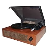 CHNOI Tragbarer Lautsprecher Retro-Phonograph Grammophon-Plattenspieler Klassische Drehtisch-Wiedergabe Eingebauter Stereo-Lautsprecher 33/45/7 8rpm