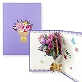 TOG BEG® 3D Pop-up Grußkarte mit Motiven ein bunte Blumenstrauß zum Geburtstag, Feiertag, Valentinestag, Hochzeit, Jubiläum für Familie, Freunde, Mitarbeiter oder Lehrer inkl. Umschlag