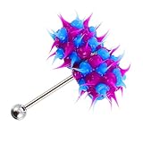 SOIMISS Zungenringe Frauen Zungenbolzen Silikon Nippel Zunge Langhantel Edelstahl Zungenbolzen Körper Piercing Schmuck Geschenke (Blau Lila)