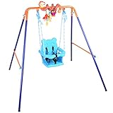 DRM Faltbare Schaukel für drinnen und draußen, Kleinkindschaukel, Set mit Rückenlehne, Babysitz + Baby-Spirale, hängendes Spielzeug für Baby/Kinder Geschenk