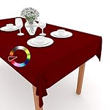 Rollmayer Tischdecke Tischtuch Tischläufer Tischwäsche Gastronomie Kollektion Vivid Uni einfarbig pflegeleicht waschbar (Weinrot 13, 60x60cm)