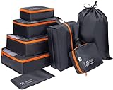 DIMJ 8-teilig Koffer Organizer Set, Reise Packing Cubes, Packtaschen für Koffer, Packwürfel für Kleidung, Travel Organizer Kleidertaschen Schuhbeutel und Wäschebeutel - Schwarz