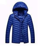 Herren Daunenjacke - Große Daunenmäntel Für Herren, Ultraleichte Daunenjacke Für Herren, Leicht, Mit Federn, Mit Kapuze, Warm, Tragbar, Wintermantel, Blau, 9X