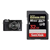 Canon PowerShot G7 X Mark III Digitalkamera (20,1 MP, 4,2-Fach optischer Zoom, 7,5cm (3 Zoll) LCD-Touchscreen klappbar), schwarz & SanDisk Extreme PRO 32GB SDHC Speicherkarte bis zu 95MB/s