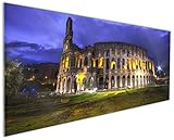 Wallario Küchen-Rückwand | Küchenspiegel Italien bei Nacht - Kollosseum in Rom, beleuchtet am Abend in Premium-Qualität: Brillante Farben | abwischbar | pfleg