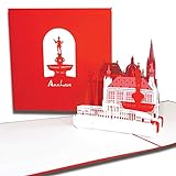 3D Karte „ Aachen – Skyline mit Aachener Dom“, Pop-Up Grußkarte als Reisegutschein, Geburtstagskarte, Geschenkgutschein, Karte mit Umschlag, Klappkarte