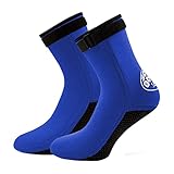 Neoprenanzug Socken 3 mm Blaue Neopren-Socken thermische Anti-Schlupf-Tauchsocken für Männer Frauen Diving Schnorcheln Schwimmen Surfen blau, m