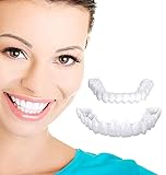 Dygzh 2 Paare Kosmetische Zähne, Zahnblende zum Aufstecken für obere und untere Zähne,Weißen der Zähne, Flexible Zahnspange, Bequeme Passform, Perfektes Lächeln,Reparieren Sie schnell Ihre Zähnen