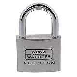 Burg-Wächter Vorhängeschloss Aluminium, 8 mm Bügelstärke, 50 mm Bügelhöhe, 2 Schlüssel inkl., Alutitan 770 50 SB