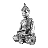 Warmhm Buddha Statue Kerzenhalter Leuchter Kaminsims Girlande Steht Urne Beleuchtet Antike Wanddekoration Kernstück Wohnkultur Skulptur Dekorationen Spitzkerzen Brenner Silver H