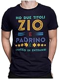 Bedruckung T-Shirt für Herren mit Aufdruck „Zio und Paten“, Blau XL