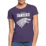 Spreadshirt Game of Thrones Haus Stark Wappen Schattenwolf Frauen T-Shirt, M, Dunkellila