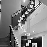 WIQUYBML 16 Lichter Duplex Treppe Dekorative Beleuchtung Kronleuchter Treppen Kronleuchter Glas Wohnzimmer Deckenlampe Moderne Lange Dekorative Beleuchtung Kronleuchter Treppen Kronleuchter Mehrere L