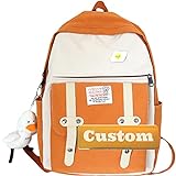 Personalisierter benutzerdefinierter Name School Rucksack Teen Lightweight Daypack Für die wandere Klassische Schule (Color : Orange, Size : One Size)