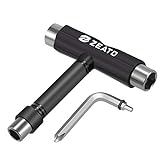 Zeato All-in-One Skate Tools Multi-Function Portable Skateboard T Tool Accessory with T-Type Allen Key and L-Type Phillips Head Wrench Screwdriver - Black…