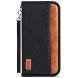Looxmeer Reisepass Tasche Familie Reiseorganizer mit RFID-Blocker, Tragbare Reisepasshülle Ausweistasche für Damen und Herren, Schwarz