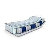 MSS e.K. SilverSpring 7 Zonen Taschenfederkernmatratze Premium 140 x 200 cm H4 / Kaltschaum mit Premium SilverCare Bezug inkl. Steppung, Sommer und Winterseite waschbar bis 60 °C