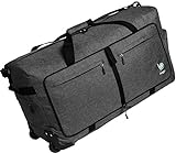 Reisetasche mit Rädern, 100 l, groß, 76,2 cm, faltbare Reisetasche für Reisen – verstaubare Reisetasche mit Rollen, Snow Black (Schwarz) - Wheel-100LDuffel-SnowBlack
