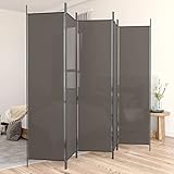 Myheimly Paravent Raumtrenner Raumteiler Trennwand Umkleide Sichtschutz Spanische Wand Wohnzimmer Schlafzimmer Anthrazit,250 x 220